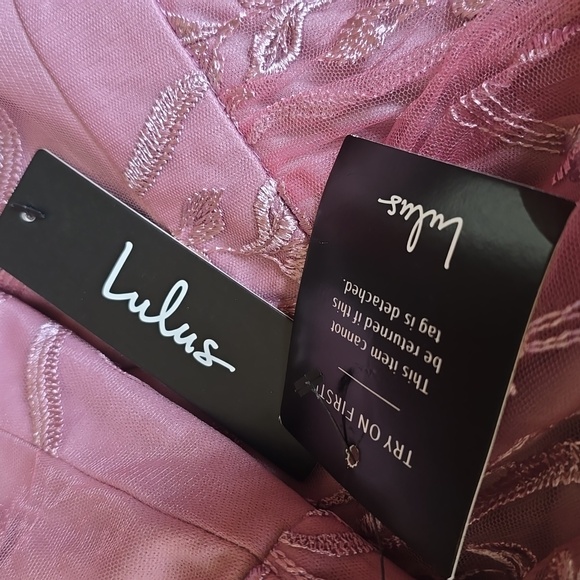 NWT Lulus Andria Mauve Purple Embroidered Strapless Maxi Dress Sz S - Picture 7 of 10